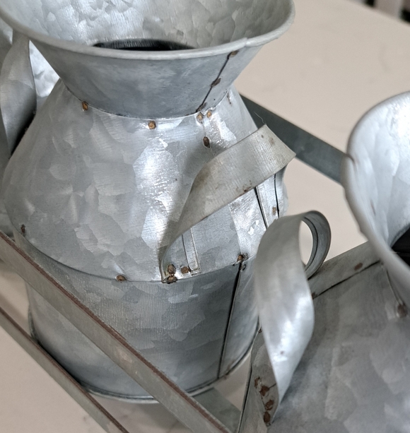 Set of 3 Galvanized Metal Milk Jugs. Mini Collectable. - Picture 2 of 5